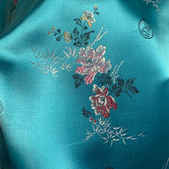 Antique Vintage Teal Satin Made in Hong Kong size 40 - Picture 7 of 10